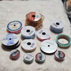 Assorted Craft Ribbon and Tape Set. 16 Rolls Total.